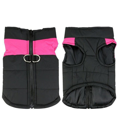 L Size Large Dog Jacket Padded Waterproof Pet Clothes Warm Windbreaker Vest Coat Winter - Red