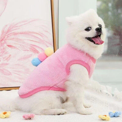 S Size Warm Winter Dog Clothes Soft Fleece Dog Jacket Pet Coat Sweater Cat Jumper - Red Strawberry