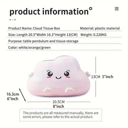 Cute Cartoon Clouds Plastic Tissue Box Desktop Drawer Organizer Storage Box