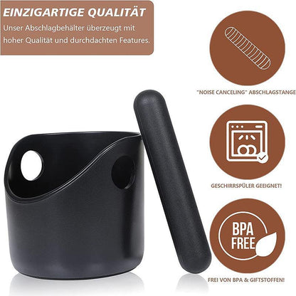 Coffee Knock Box Espresso Grounds Bin with Non Slip Base and Rubber Knock Bar 550ml