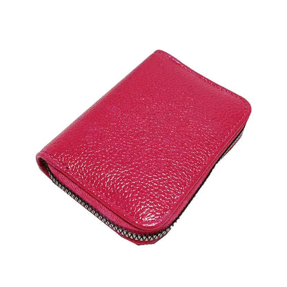 Compact Zipper Organ Card Cover Holder Wallet ID Bag Short Coin Purse Pockets - Brown