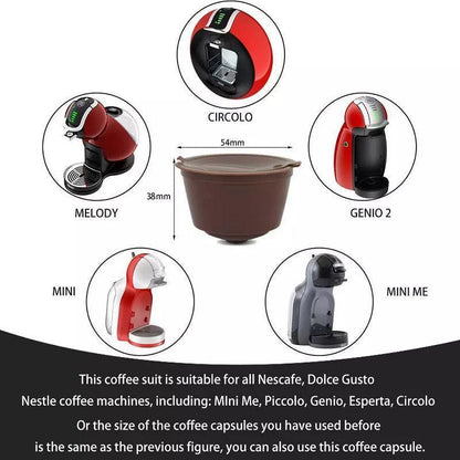 Reusable Coffee Capsule Pods for Dolce Gusto with Spoons Refillable Filter Cup 4 Pack