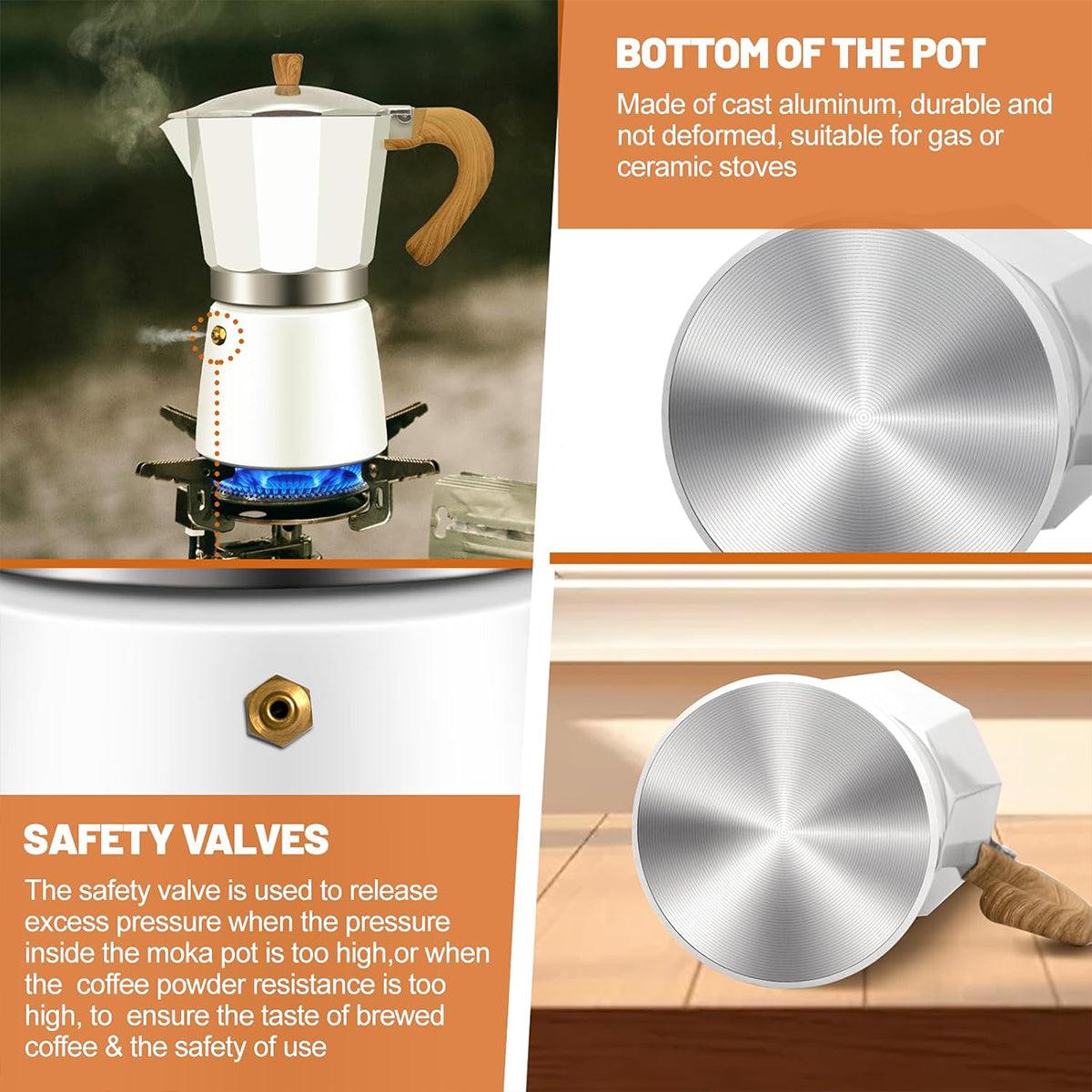 Portable Coffee Maker Wood Grain Handle Outdoor Manual Espresso Machine Camping - Blue-150ml