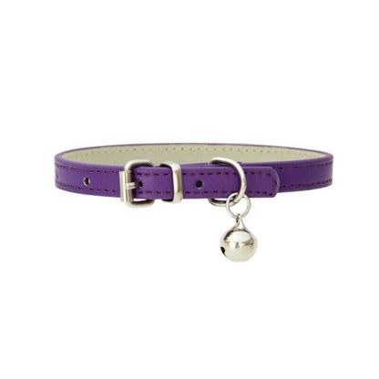 Adjustable PU Leather Cat Collar with Bell Breakaway Buckle 9 Colours - Brown