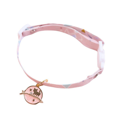 Adjustable Pet Collar with Buckle and Bell for Kitten and Dog Wearable Accessory - Pink