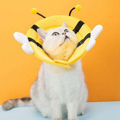 Elizabeth Circle Cat Sterilization Collar Anti-Licking Pet Scarf for Cat and Dog - Yellow Bee-S