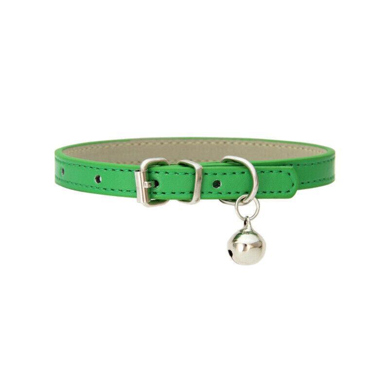 Adjustable PU Leather Cat Collar with Bell Breakaway Buckle 9 Colours - Purple