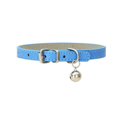 Adjustable PU Leather Cat Collar with Bell Breakaway Buckle 9 Colours - Yellow