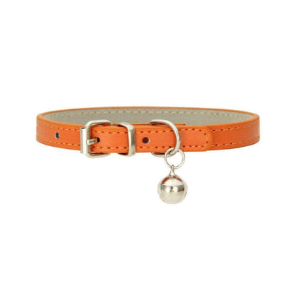 Adjustable PU Leather Cat Collar with Bell Breakaway Buckle 9 Colours - Yellow