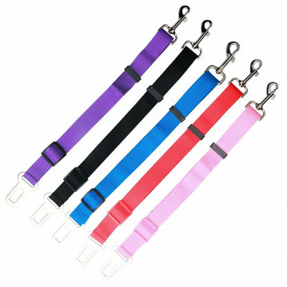 Adjustable Pet Harness Lead for Car Travel with Clip Attachment Nylon Restraint Strap - Blue
