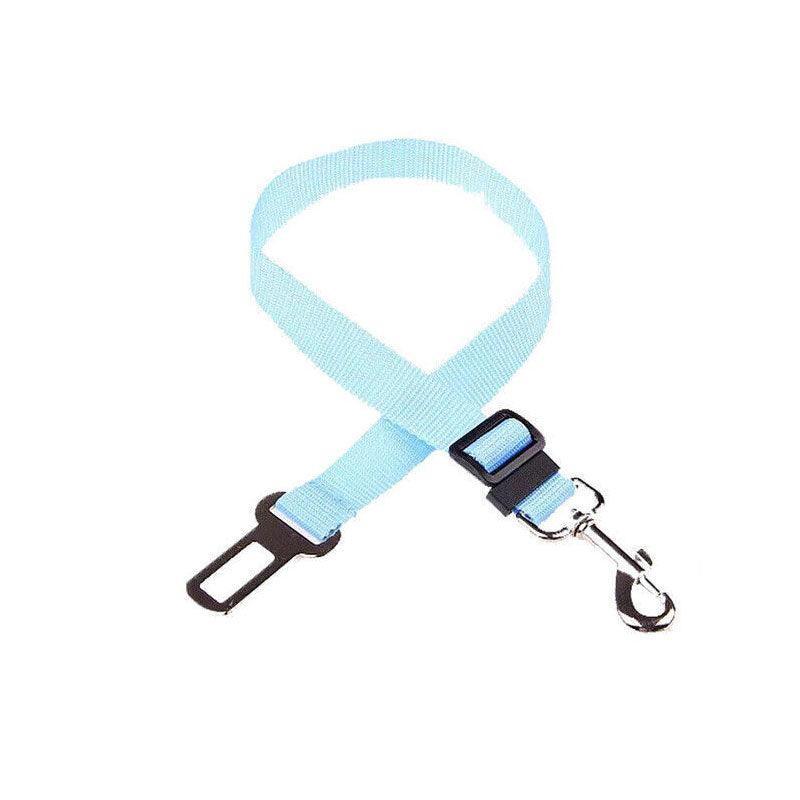 Adjustable Pet Harness Lead for Car Travel with Clip Attachment Nylon Restraint Strap - Blue