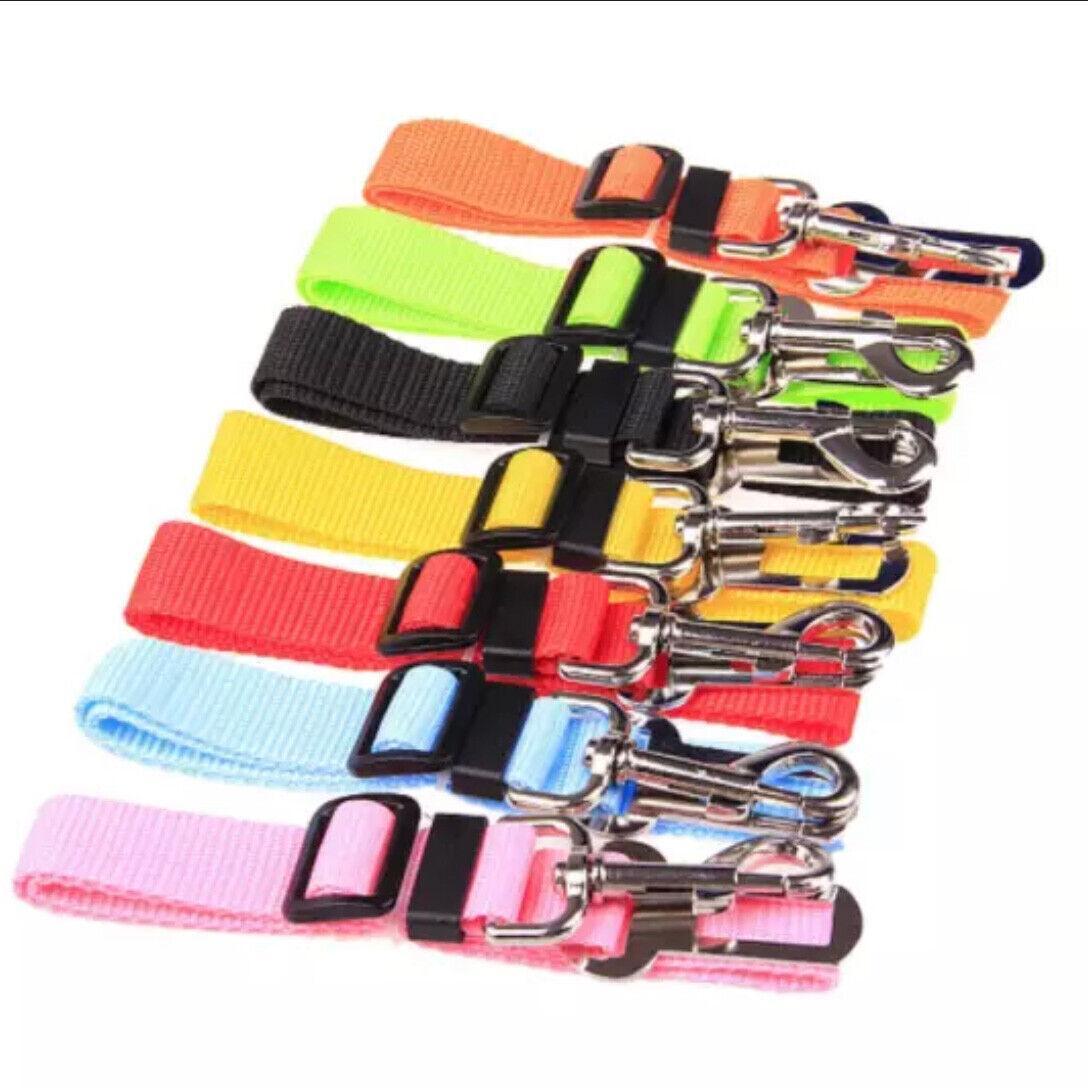 Adjustable Pet Harness Lead for Car Travel with Clip Attachment Nylon Restraint Strap - Green