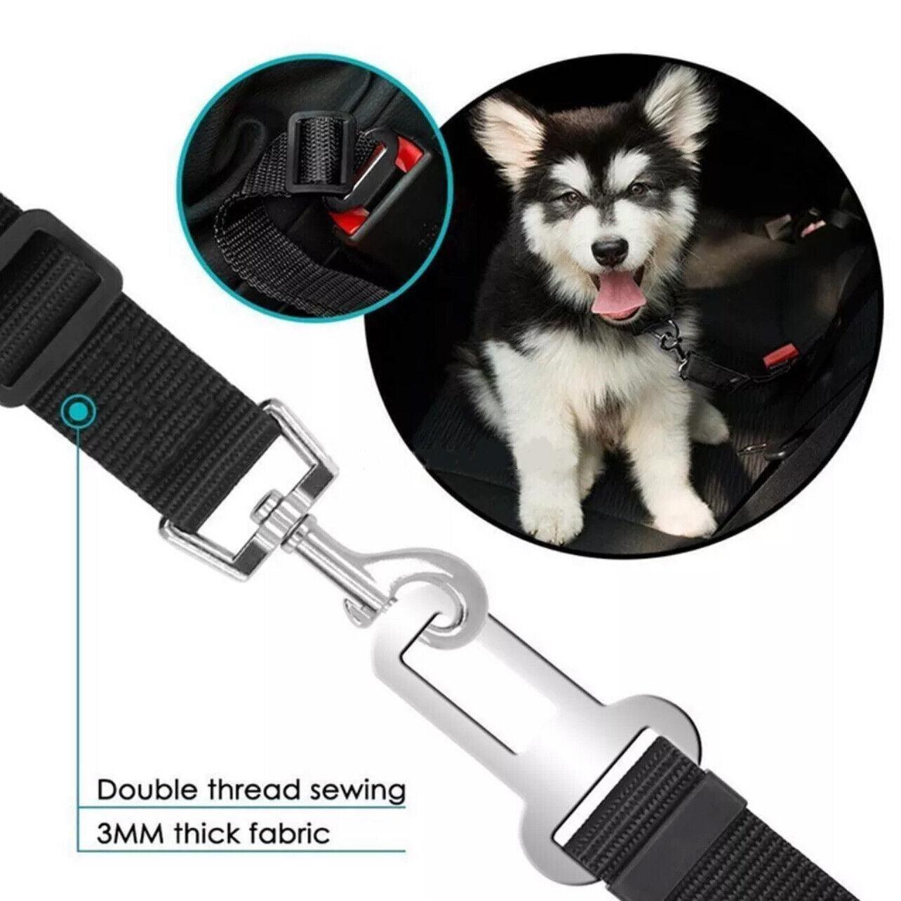 Adjustable Pet Harness Lead for Car Travel with Clip Attachment Nylon Restraint Strap - Green