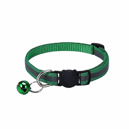 Reflective Cat Collar with Breakaway Buckle and Bell Adjustable for Small Pet Use - Light Green