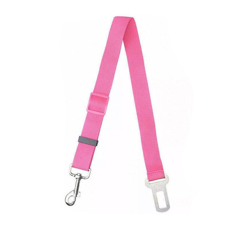Adjustable Pet Harness Lead for Car Travel with Clip Attachment Nylon Restraint Strap - Red
