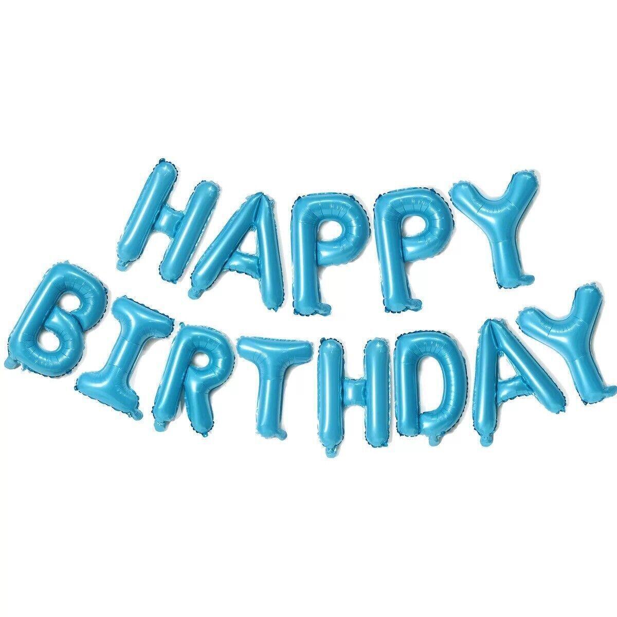 40Cm 3D Happy Birthday Letters Balloons Inflating Foil Banner Bunting Celebrate - Red