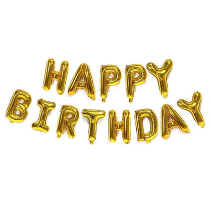 40Cm 3D Happy Birthday Letters Balloons Inflating Foil Banner Bunting Celebrate - Rose Red