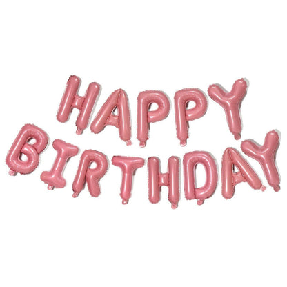 40Cm 3D Happy Birthday Letters Balloons Inflating Foil Banner Bunting Celebrate - Rose Red