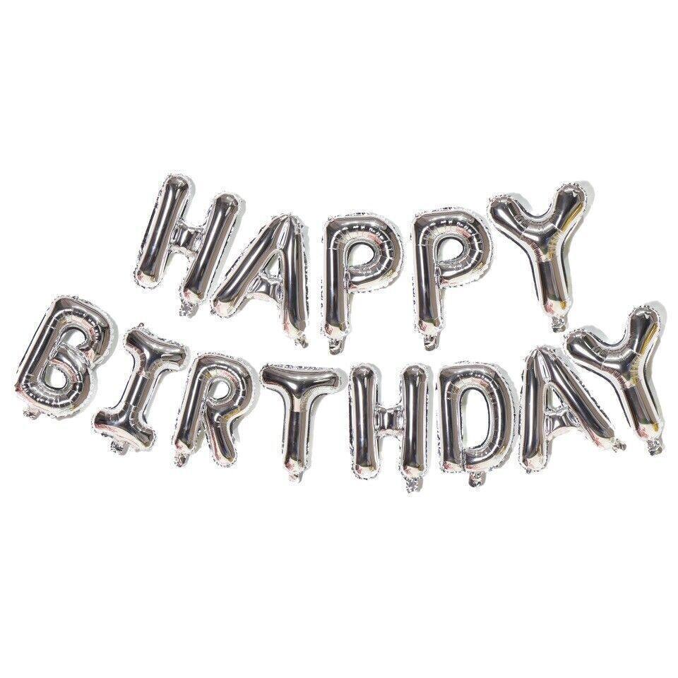 40Cm 3D Happy Birthday Letters Balloons Inflating Foil Banner Bunting Celebrate - Rose Red