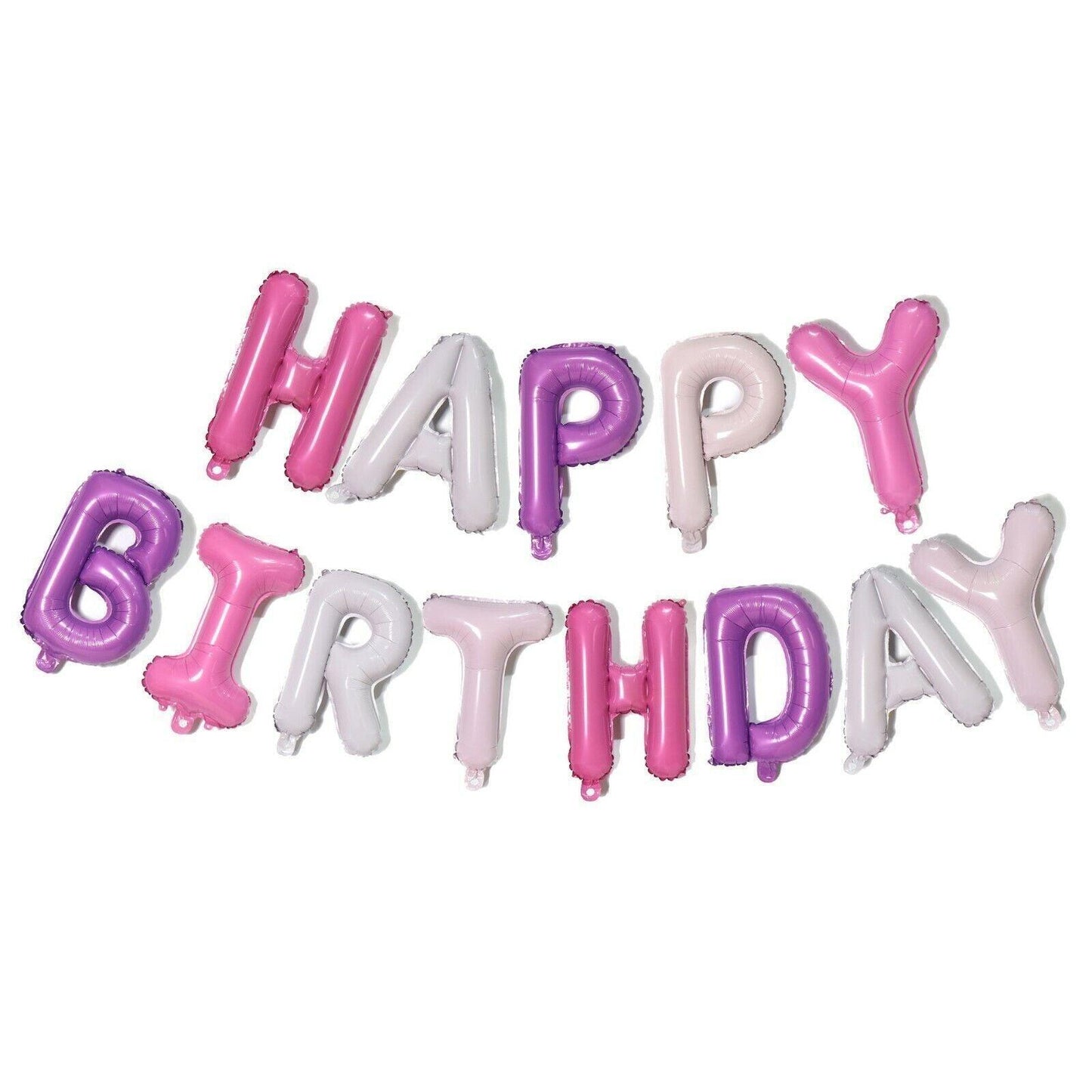 40Cm 3D Happy Birthday Letters Balloons Inflating Foil Banner Bunting Celebrate - Rose Red