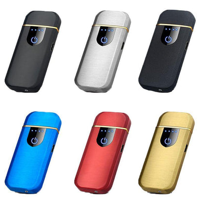 Arc Rechargeable Windproof Flameless Electronic Metal Lighter Usb Lighters Au - Silver