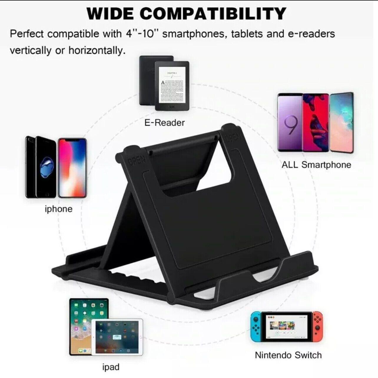 Universal Foldable Tablet and Phone Stand Adjustable Portable Desk Holder - White