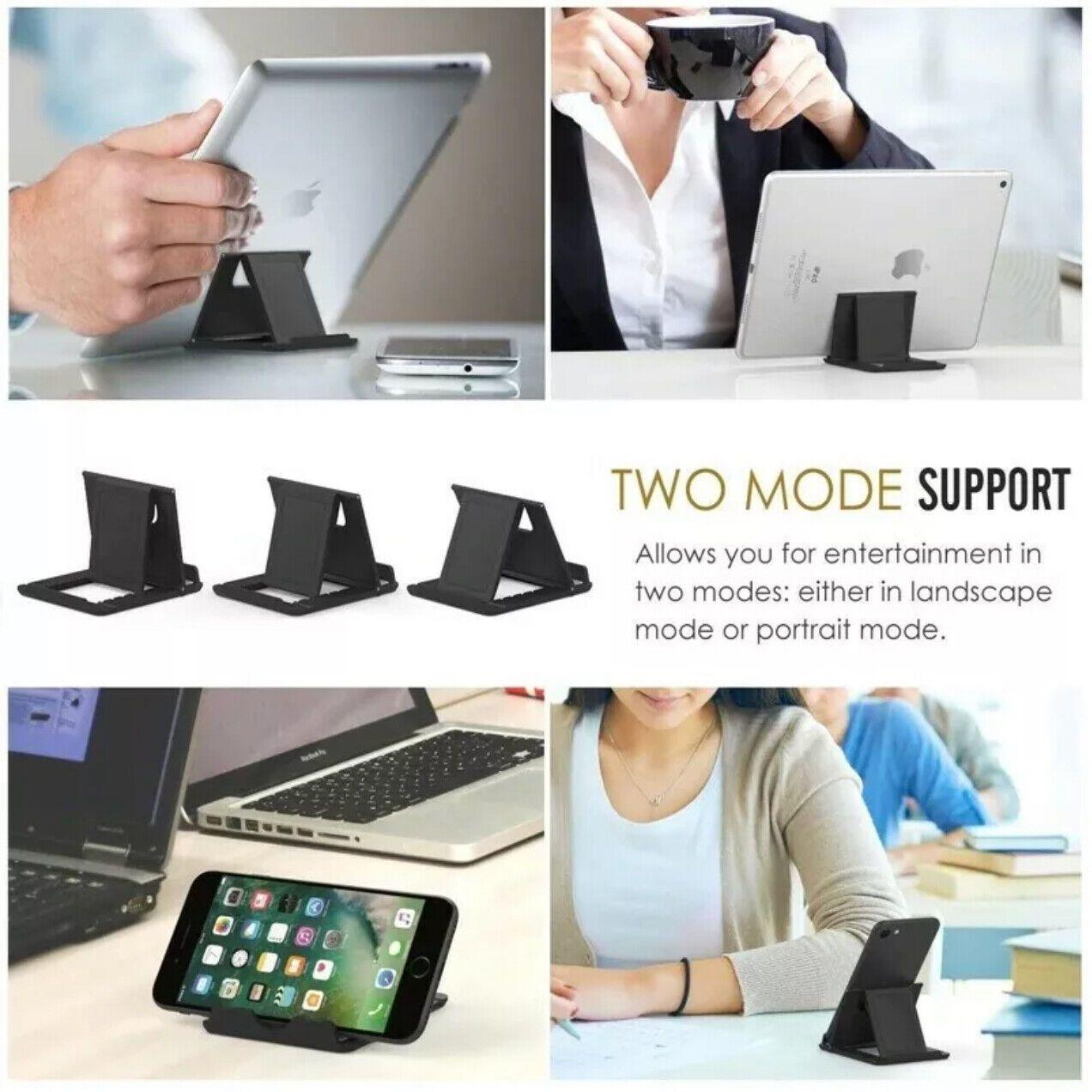 Universal Foldable Tablet and Phone Stand Adjustable Portable Desk Holder - White