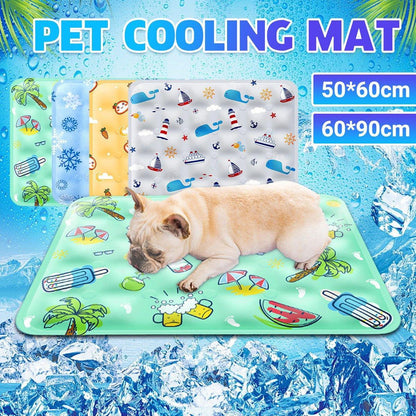 Cooling Ice Mat for Pets Summer Dog and Cat Cooling Pad Comfortable Pet Bed - Green - 50x60cm