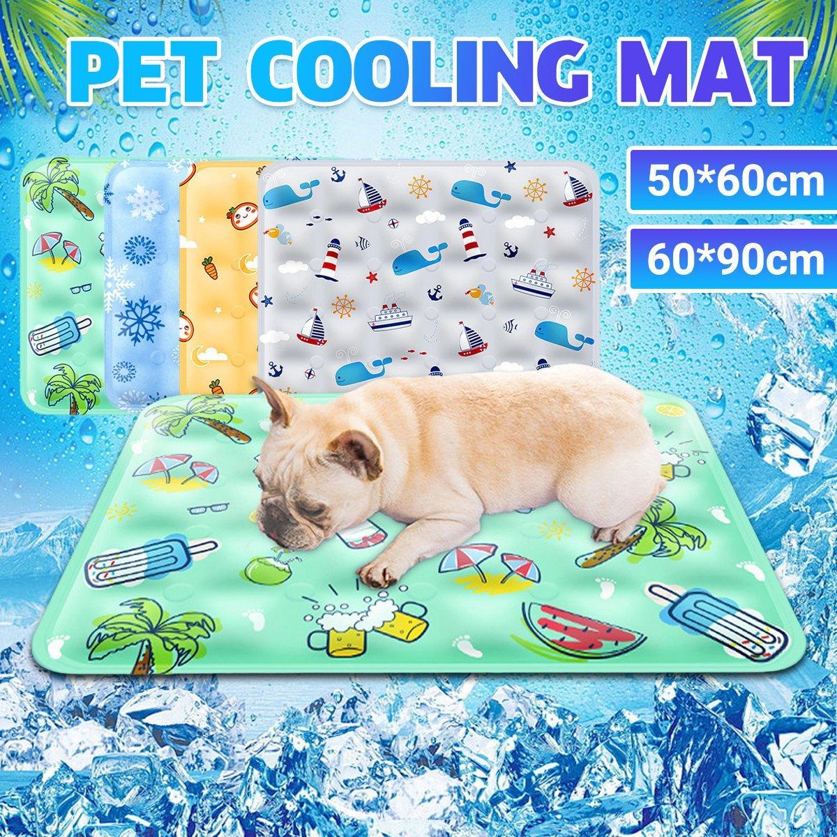 Cooling Ice Mat for Pets Summer Dog and Cat Cooling Pad Comfortable Pet Bed - Yellow - 50x60cm
