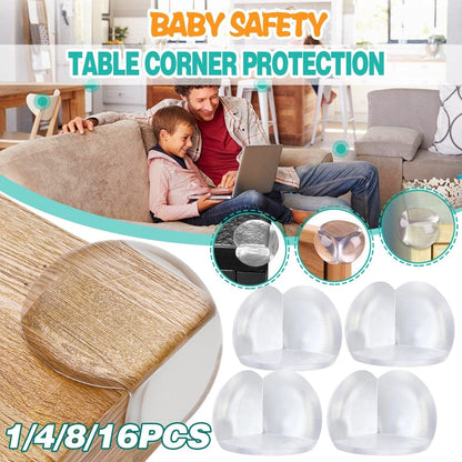 Transparent PVC Table Corner Guards Anti-Collision Protective Covers for Furniture - 4 PCS