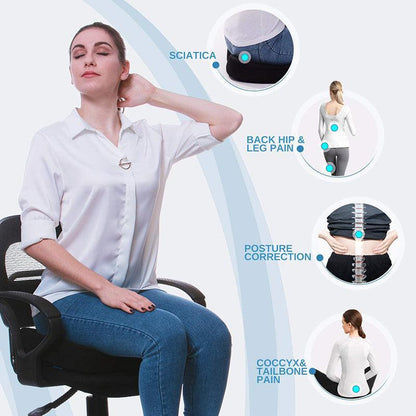 Orthopaedic Memory Foam Seat Cushion Support Back Pain Chair Pillow Car - Coffee