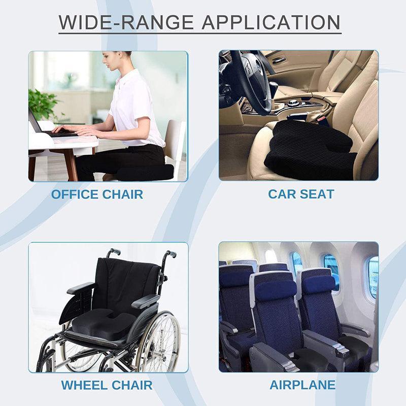 Orthopaedic Memory Foam Seat Cushion Support Back Pain Chair Pillow Car - Grey