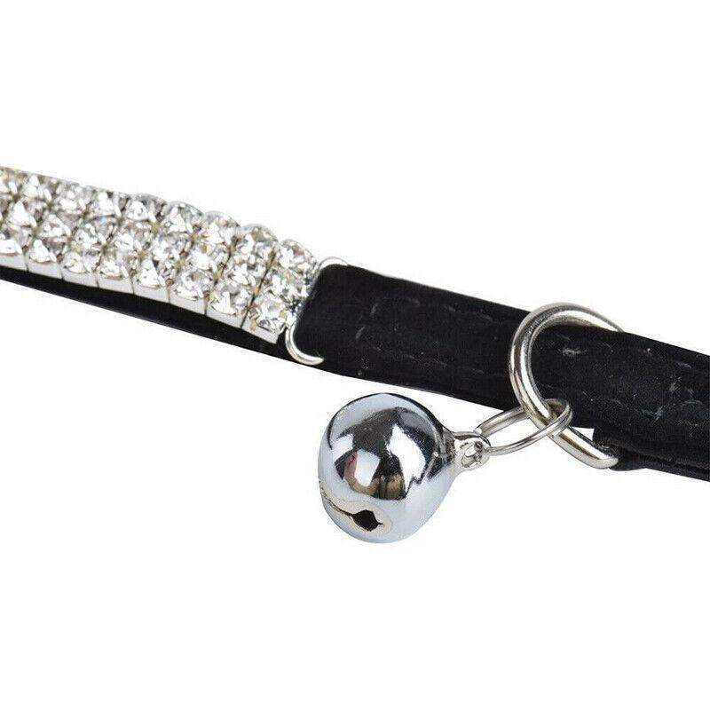 Suede Adjustable Pet Collar with Rhinestone for Cat Puppy 5 Colours Quick Release - Pink