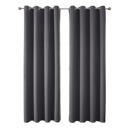 2pcs Semi Blackout Curtain Fabric Solid Colour Home Decor Drapes for Living Room - Black - 132x160cm