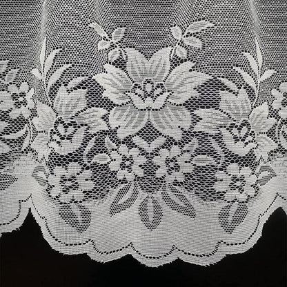 2Pcs/Set White Lace Kitchen Home Window Cafe Curtain W Scallope Edge 160Cm Wide