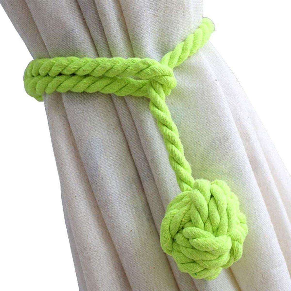 1pair Braided Cotton Curtain Tiebacks No Hole Curtain Holdbacks Hanging Balls - Beige