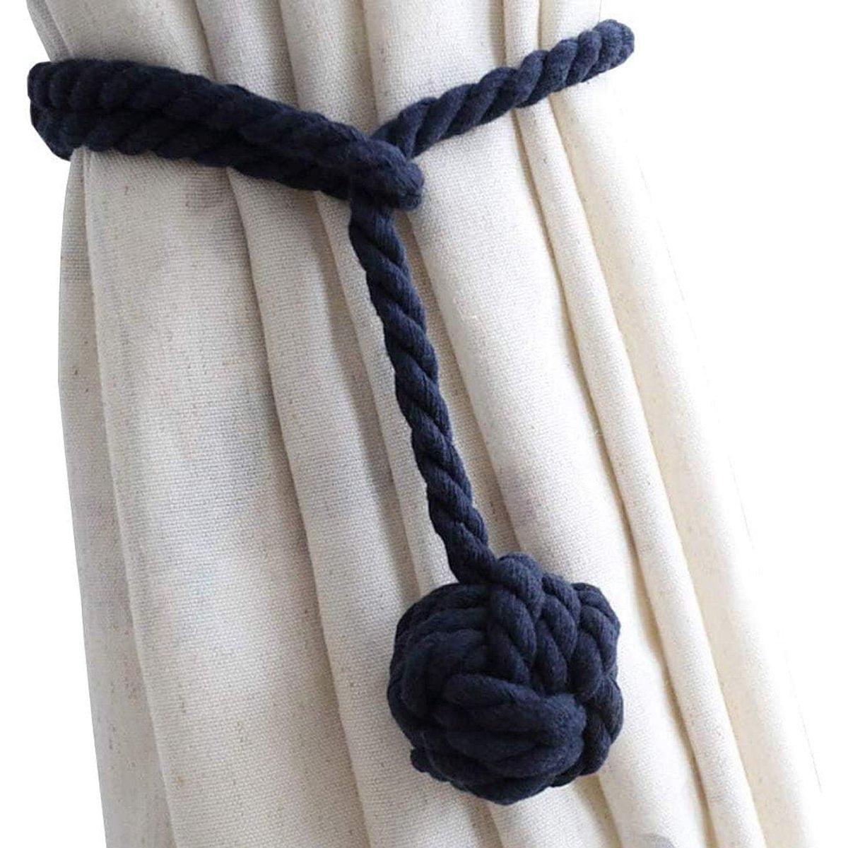1pair Braided Cotton Curtain Tiebacks No Hole Curtain Holdbacks Hanging Balls - Pink