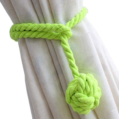 1pair Braided Cotton Curtain Tiebacks No Hole Curtain Holdbacks Hanging Balls - Pink