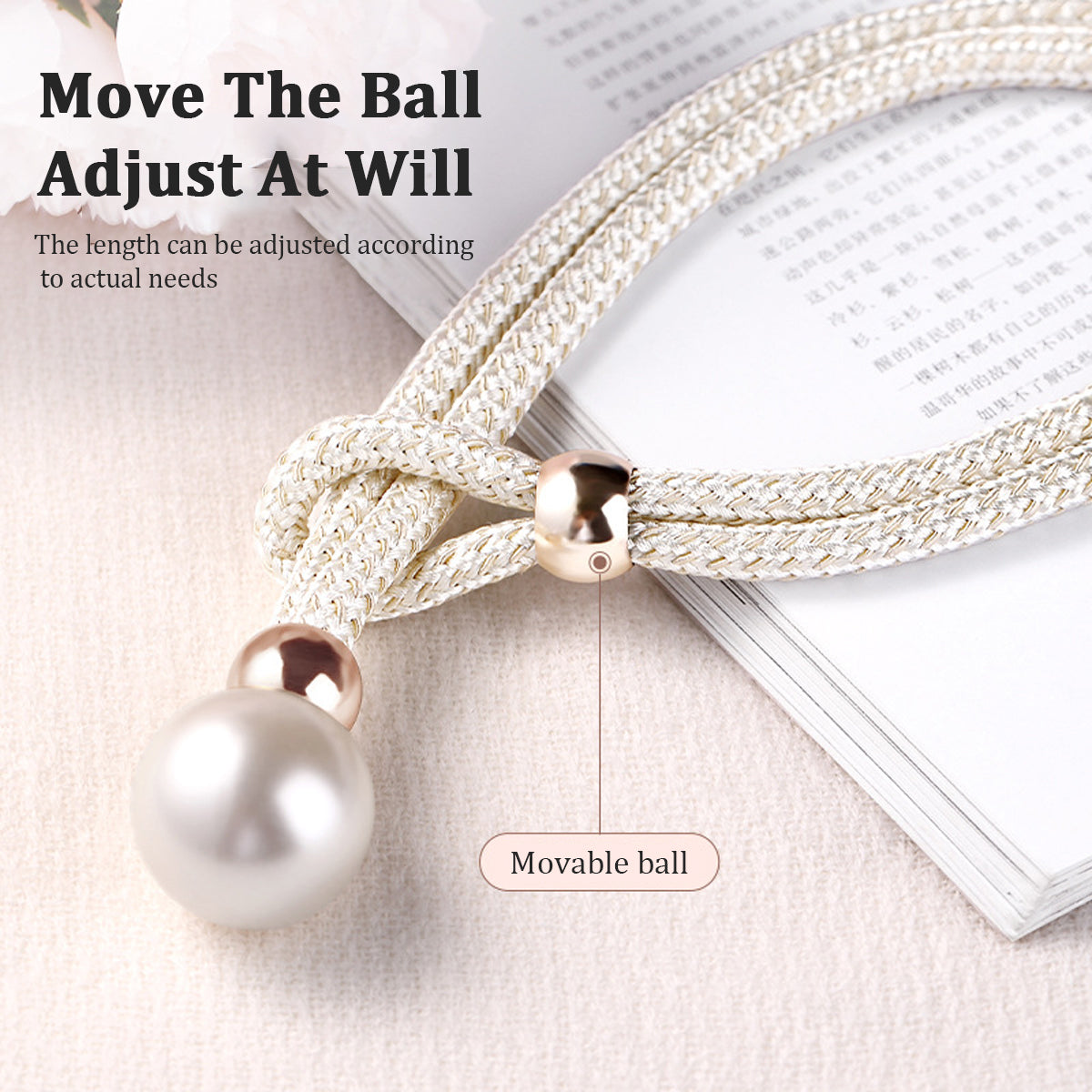Curtain Tiebacks Pearl Strap Set 3 Pairs Decorative Buckle Holder Rings Hooks - Blue