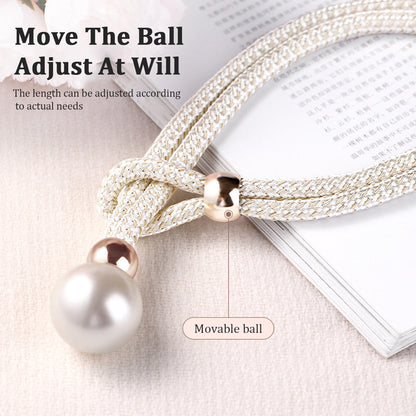 Curtain Tiebacks Pearl Strap Set 3 Pairs Decorative Buckle Holder Rings Hooks - Blue