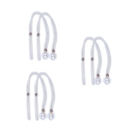 Curtain Tiebacks Pearl Strap Set 3 Pairs Decorative Buckle Holder Rings Hooks - Grey
