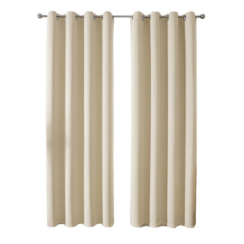 2pcs Semi Blackout Curtain Fabric Solid Colour Home Decor Drapes for Living Room - Dark Grey - 132x160cm