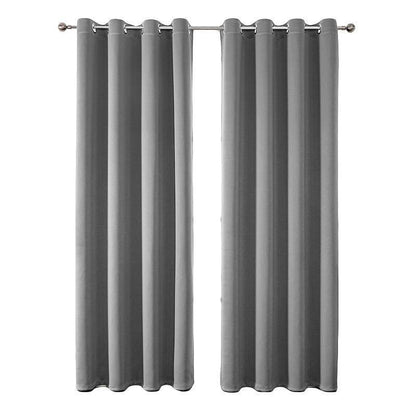 2pcs Semi Blackout Curtain Fabric Solid Colour Home Decor Drapes for Living Room - Dark Grey - 132x160cm