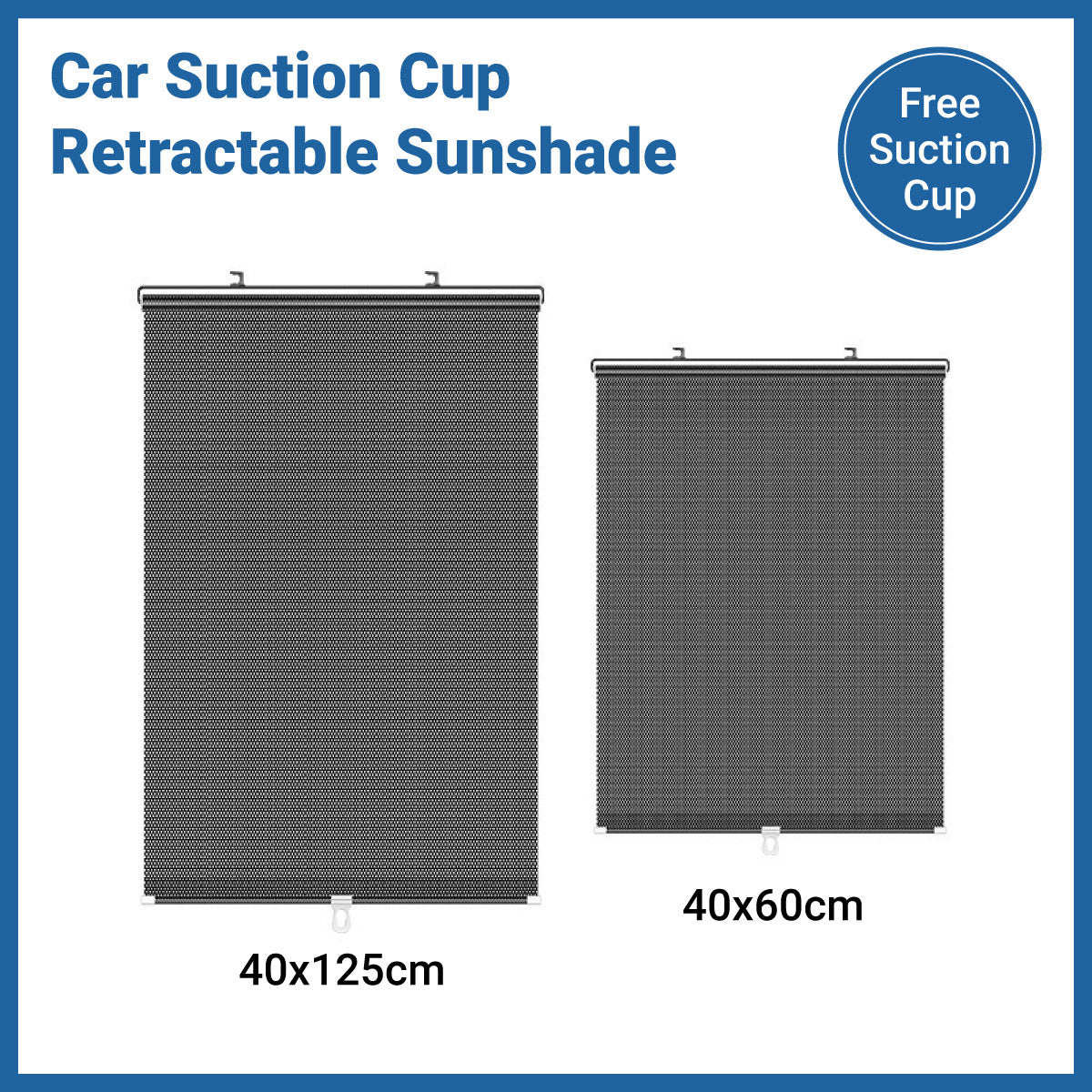 Car Window Sun Shade Retractable Side Visor Shield Cover Roll Curtain For Auto Use - 40x60cm