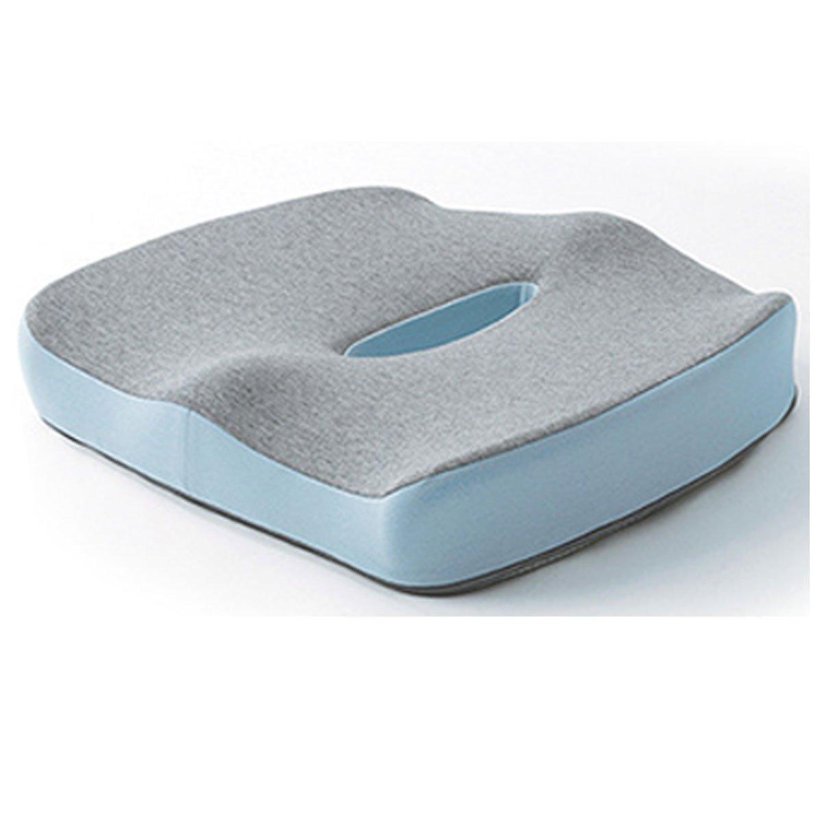 Memory Foam Seat Cushion for Office and Travel Support with Ergonomic Design - Blue