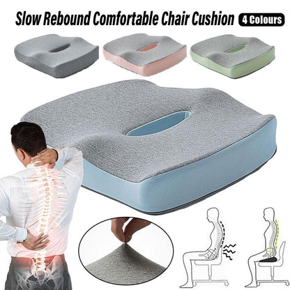 Memory Foam Seat Cushion for Office and Travel Support with Ergonomic Design - Grey