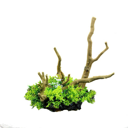Aquarium Landscaping Decoration Artificial Wood and Plants Fish Tank Ornament - CM2502-Green