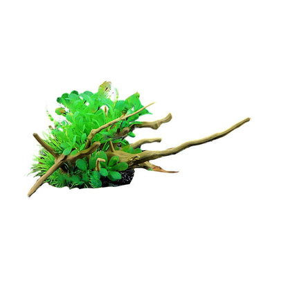 Aquarium Landscaping Decoration Artificial Wood and Plants Fish Tank Ornament - CM2503-Green