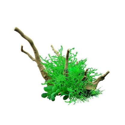 Aquarium Landscaping Decoration Artificial Wood and Plants Fish Tank Ornament - CM2503-Dark Red