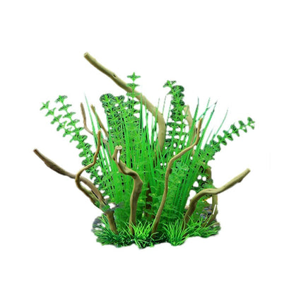 Aquarium Landscaping Decoration Artificial Wood and Plants Fish Tank Ornament - CM3303-Green Orange